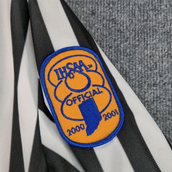 Vintage Cliff Keen Athletic IHSAA Patch Referee Shirt Men XL White Black Striped - Picture 4 of 13